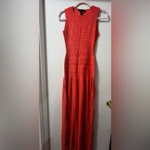 BCBGMaxAzria Orange Ribbed Strapless Maxi Dress